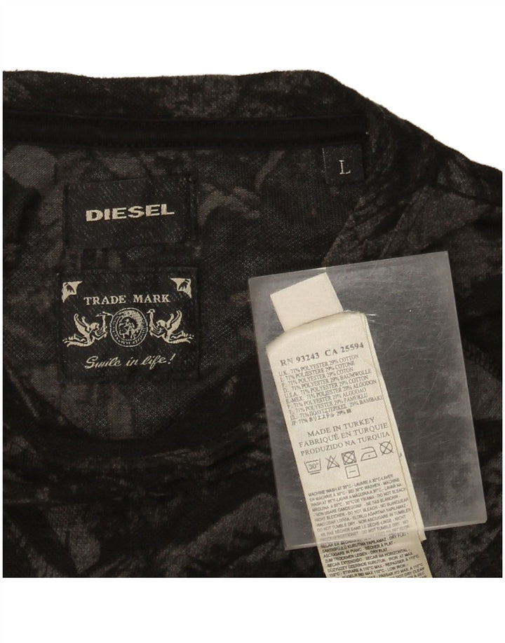 Diesel Hombre Camiseta Top Grande Negro Floral Poliéster