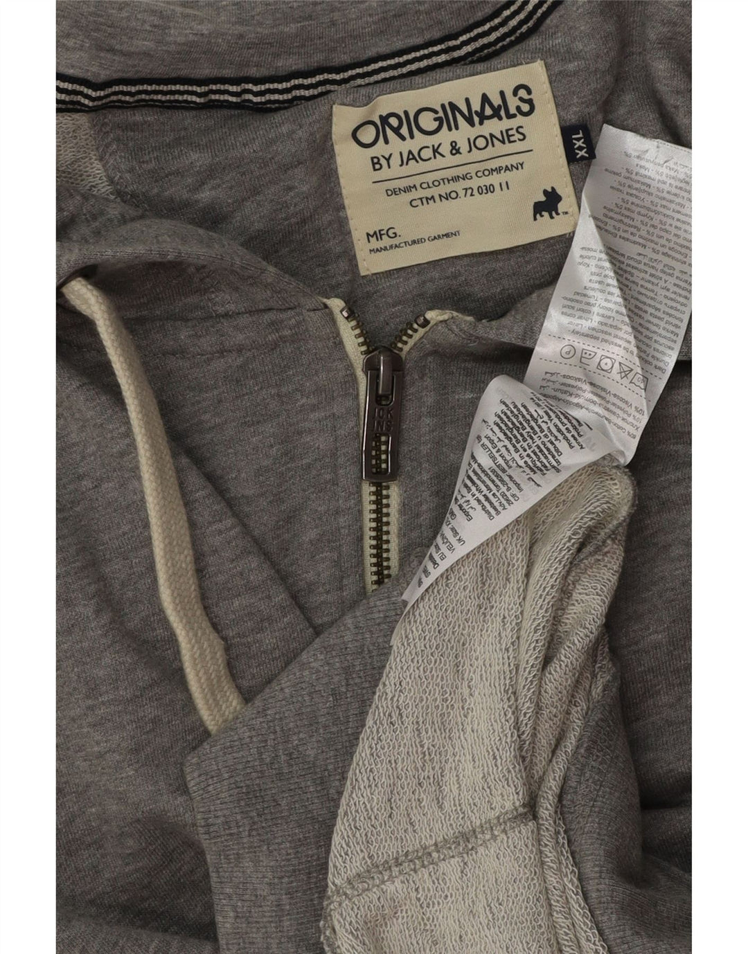 JACK & JONES Suéter con capucha sin mangas y cremallera para hombre 2XL Algodón gris