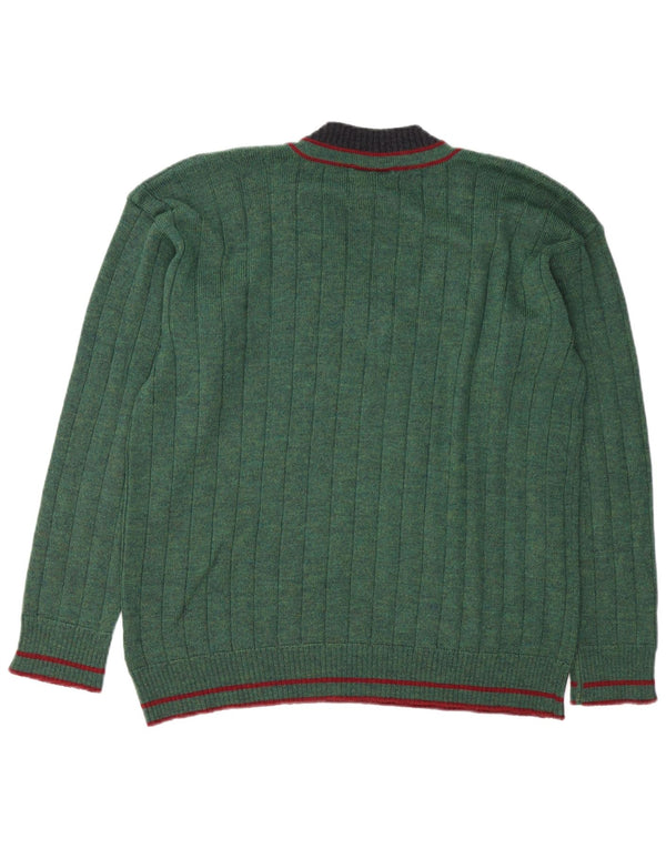 Lacoste Jersey con cuello en V para hombre Talla 6 XL Lana virgen verde
