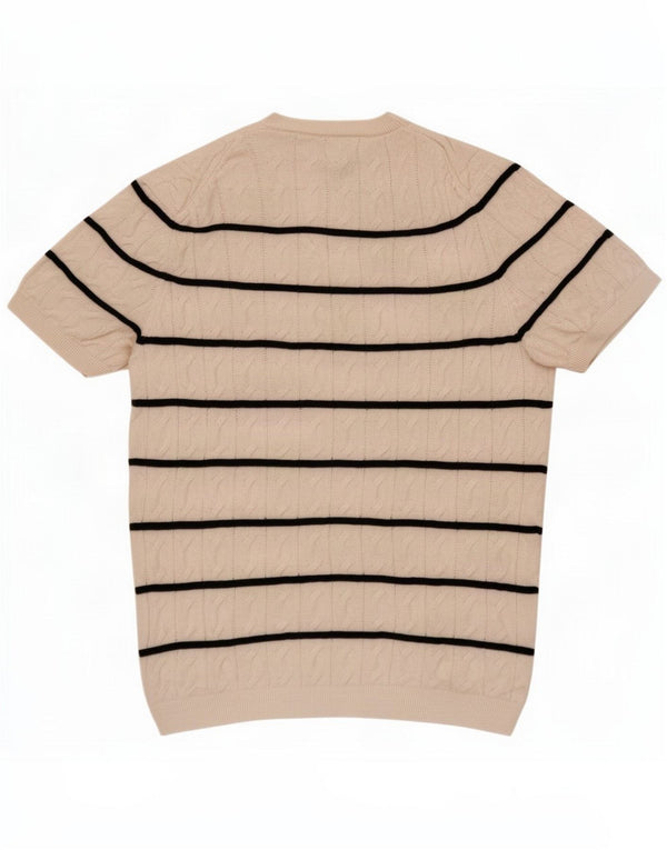 Massimo Dutti Jersey de cuello redondo para mujer UK 46 Large Off White Stripes