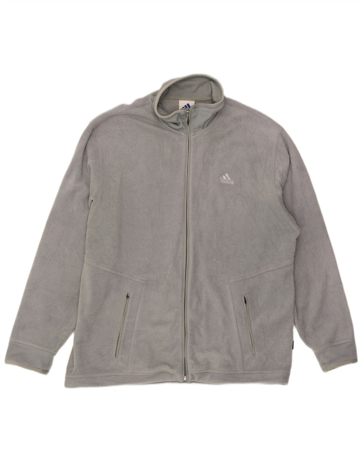 ADIDAS Mens Fleece Jacket UK 44/46 Large Grey Polyester