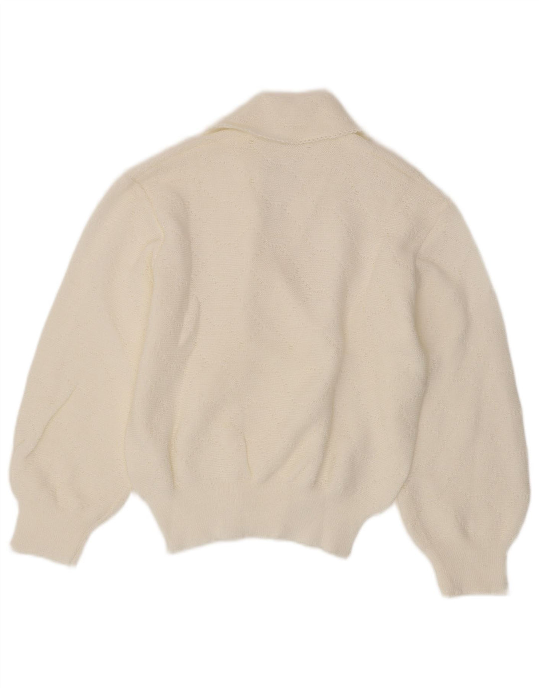 Vintage mujer Cardigan suéter Reino Unido 12 medio blanco