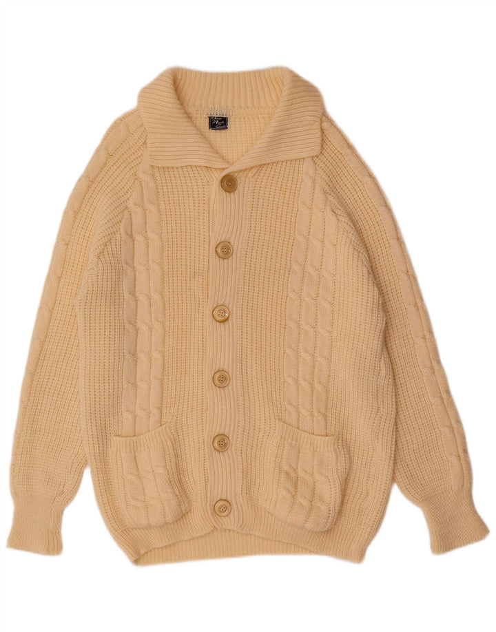 Vintage hombres Cardigan suéter grande de blanco