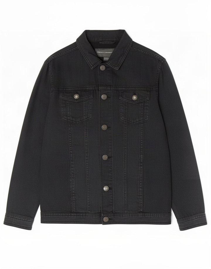 French Connection Chaqueta vaquera para hombre UK 38 Mediana Algodón negro