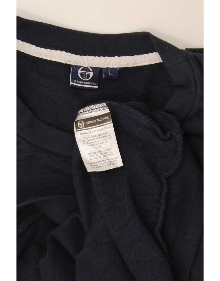 Sergio Tacchini Hombre Sudadera Jumper Grande Azul Marino Algodón