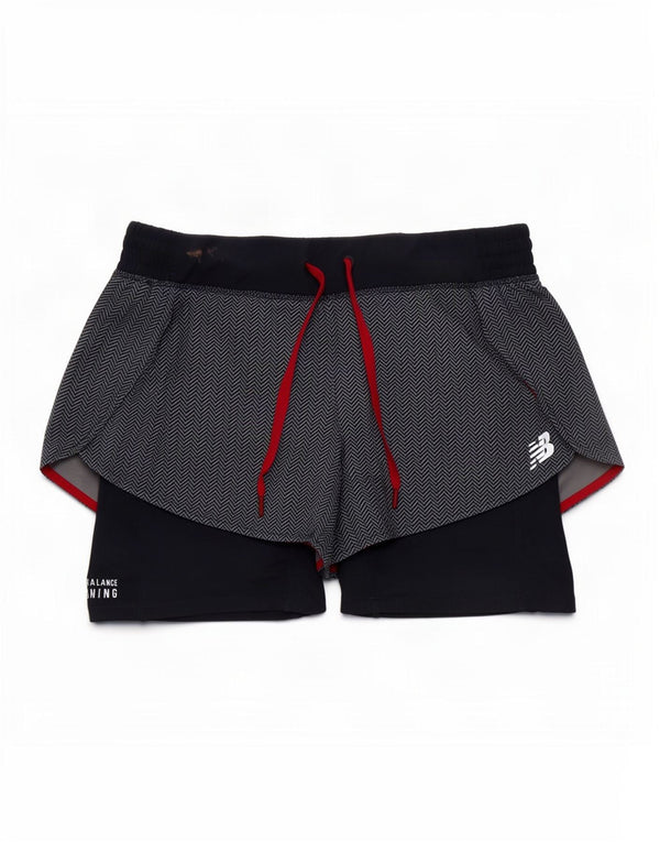 New Balance Pantalones cortos deportivos para mujer UK 10 Small Navy Blue Herringbone