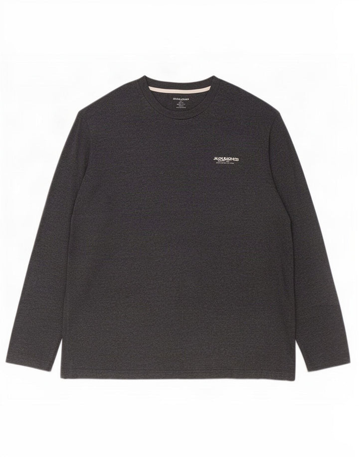 Jack & Jones Hombre Top Manga Larga 2XL Gris Algodón