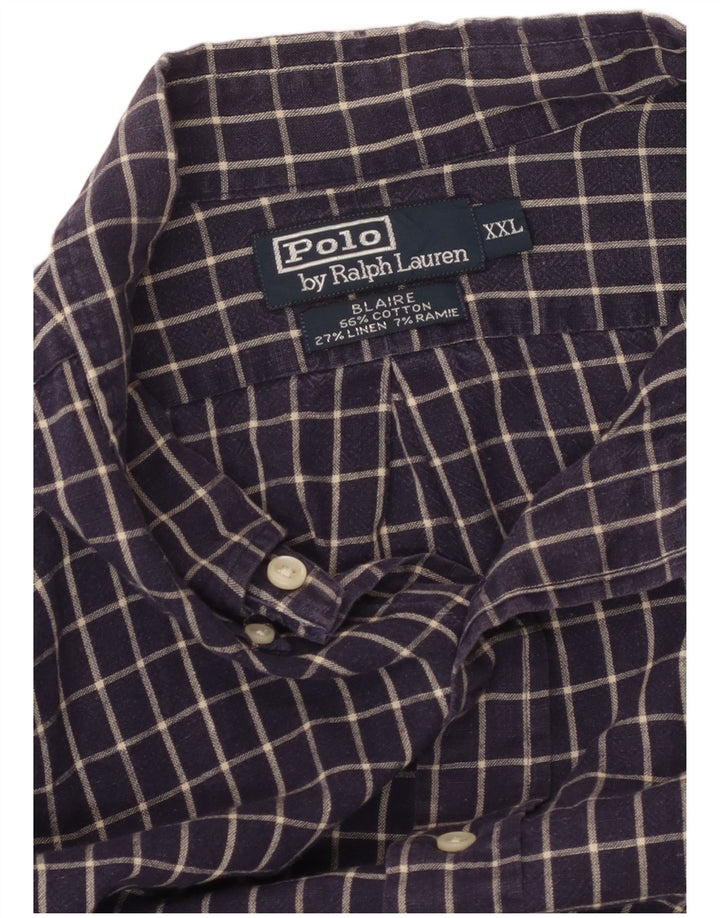 POLO RALPH LAUREN Camisa Blaire para hombre 2XL Algodón a cuadros azul marino