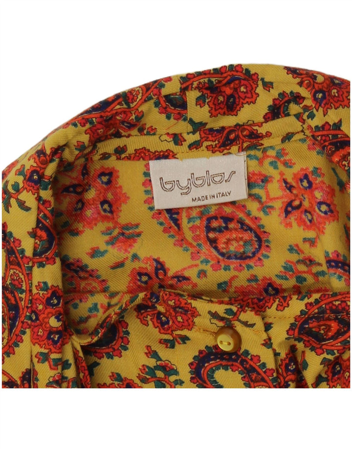 Byblos Blusa camisera con lazo frontal para mujer IT 44 Paisley amarillo medio