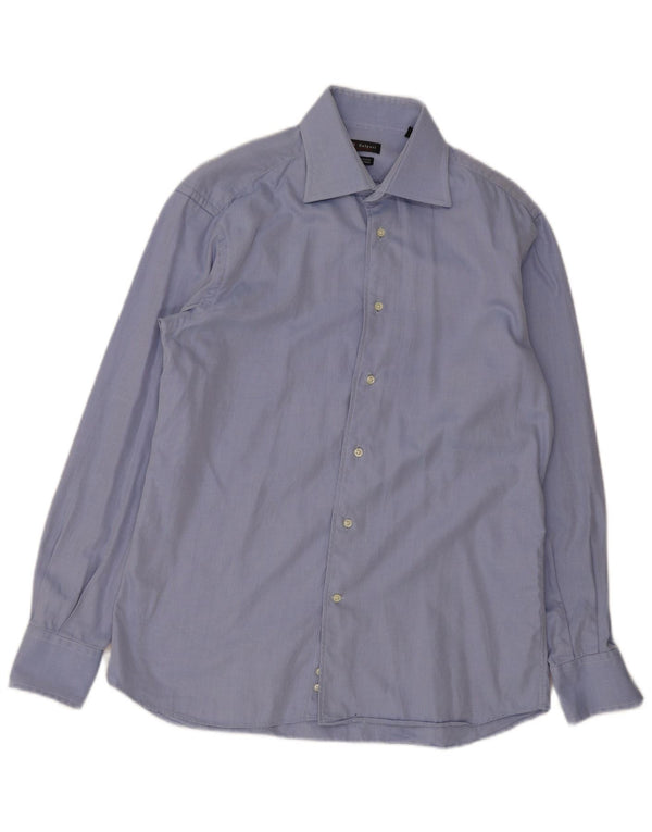 Camisa vintage para hombre talla 41 16 algodón a rayas azul grande