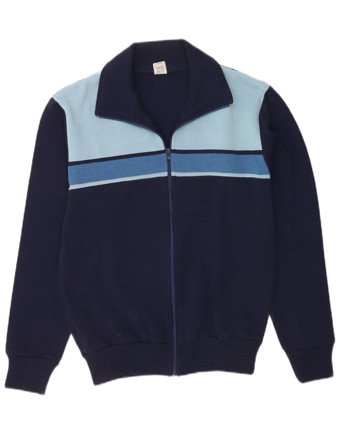 Vintage hombres chándal top chaqueta IT 48 medio azul marino colorblock