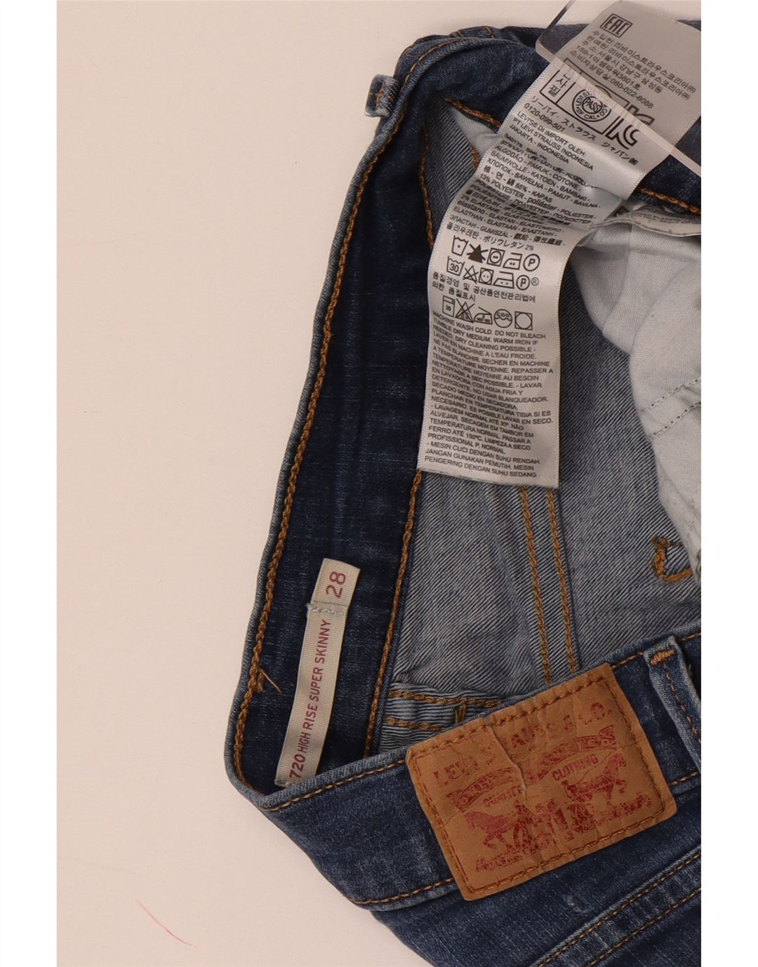LEVI'S Pantalones cortos vaqueros de talle alto 720 para mujer W28 Algodón azul medio