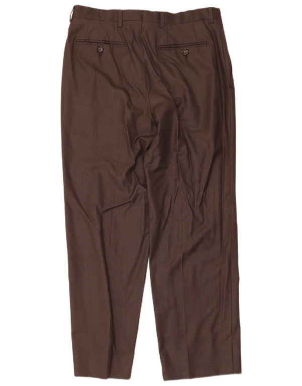 Massimo Dutti Pantalón de traje recto para hombre EU 42 Large W32 L28 Marrón