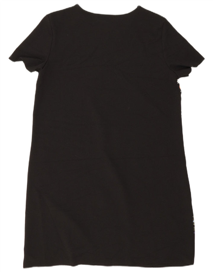 Zara Vestido recto con estampado abstracto para mujer, Reino Unido 44, mediano, negro