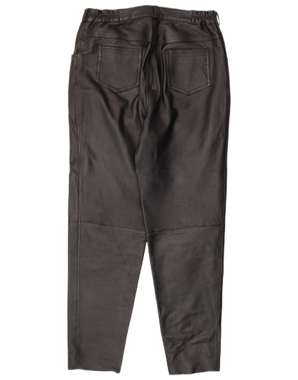 Woodpecker Pantalones de cuero cónicos para mujer UK 46 Large W34 L31 Negro