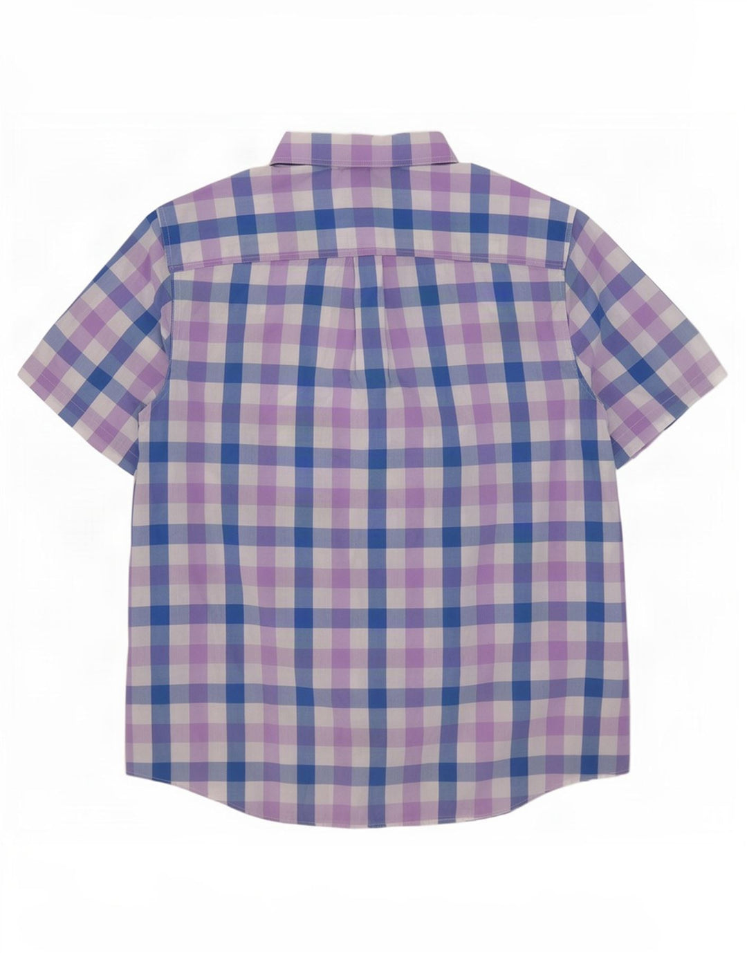 Chaps Camisa de manga corta para hombre de fácil cuidado, 2XL, algodón azul a cuadros