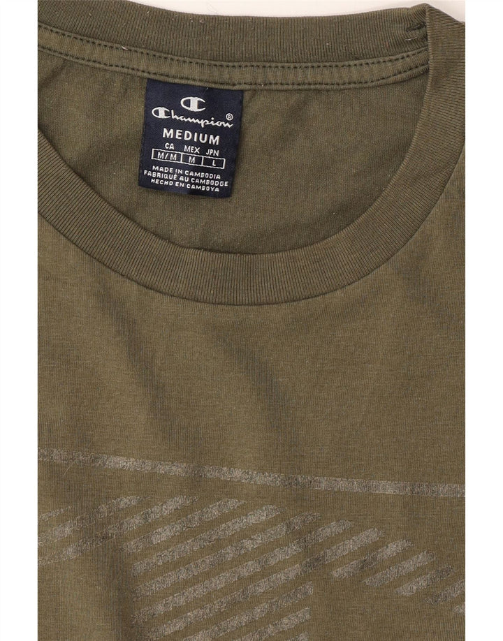 CHAMPION Mens Graphic T-Shirt Top Medium Khaki Vintage Champion and Second-Hand Champion from Messina Hembry 