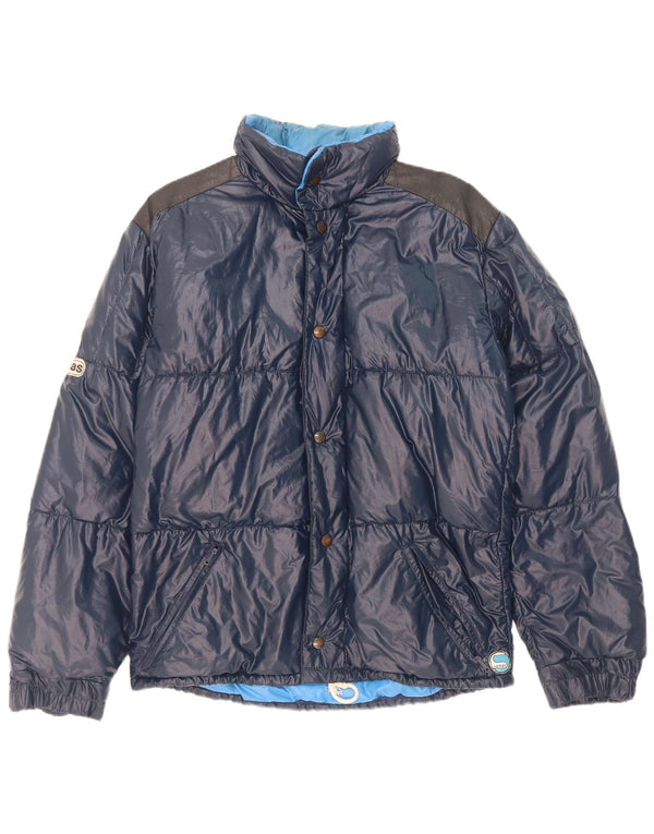 Samas - Chaqueta acolchada con capucha para hombre, talla 40, talla grande, color azul marino, poliamida