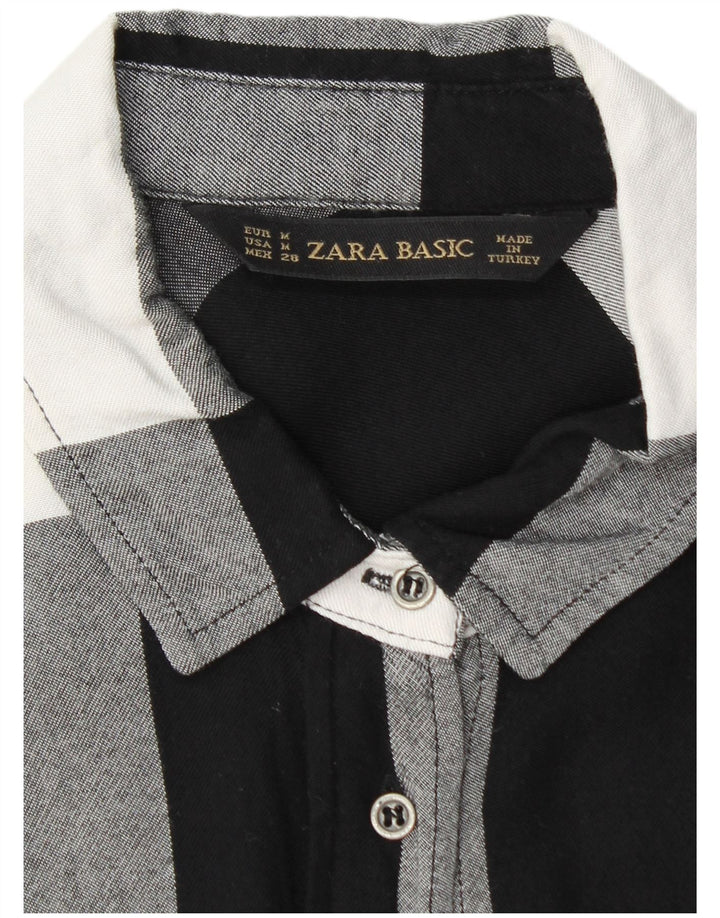 Zara Mujer Camisa Reino Unido 12 Medium Black Gingham