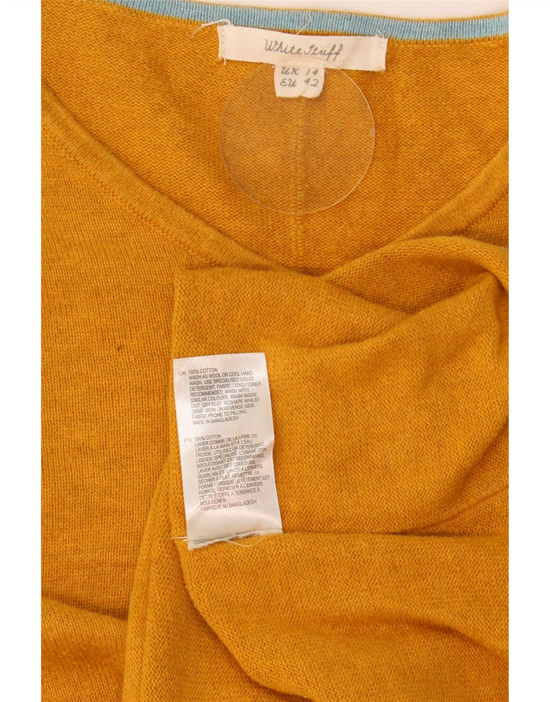 White Stuff Top para mujer de manga larga UK 44 Grande Algodón amarillo