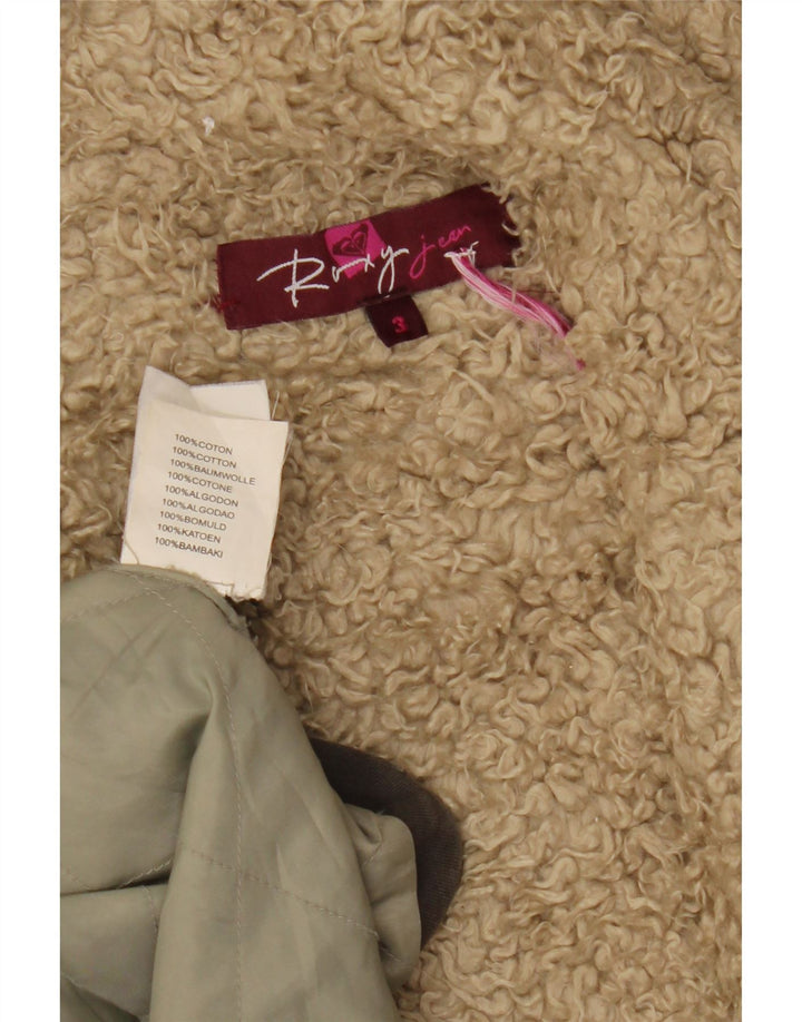 ROXY Chaqueta Parka Sherpa con Capucha para Mujer UK 44 Algodón Gris Medio