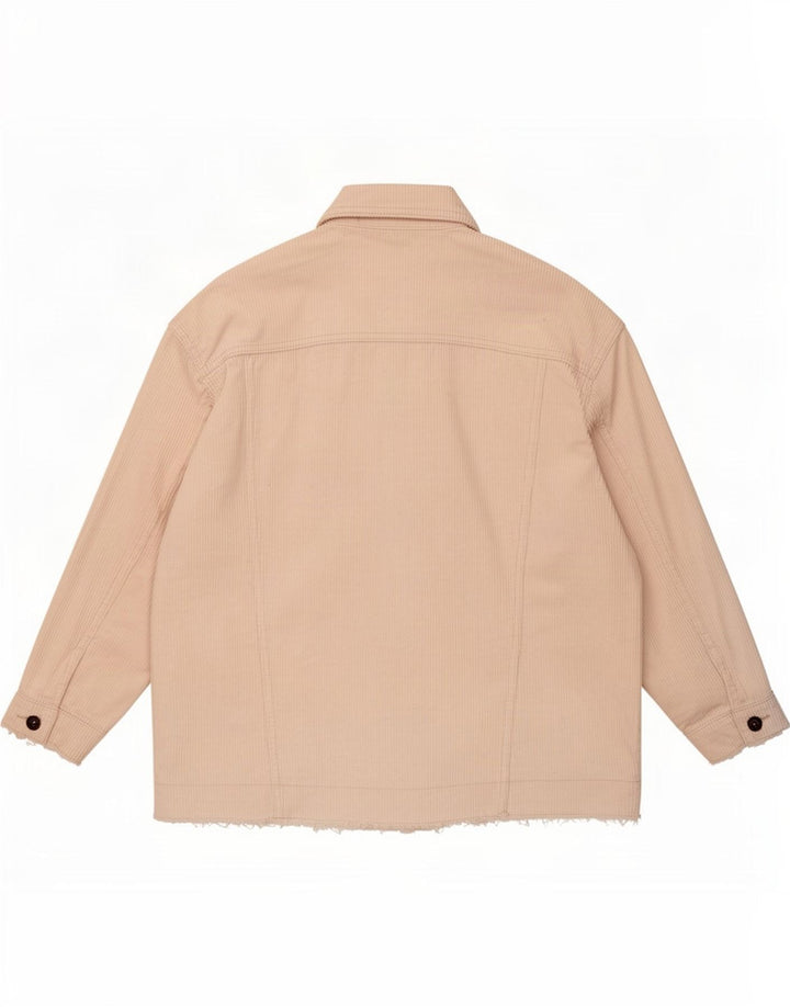 Zara Chaqueta de pana extragrande para mujer Reino Unido 14 Mediana de algodón blanco roto