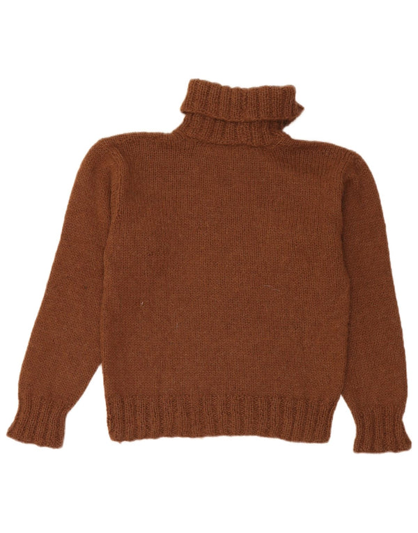 Vintage mujer rollo cuello jersey suéter Reino Unido 12 marrón medio