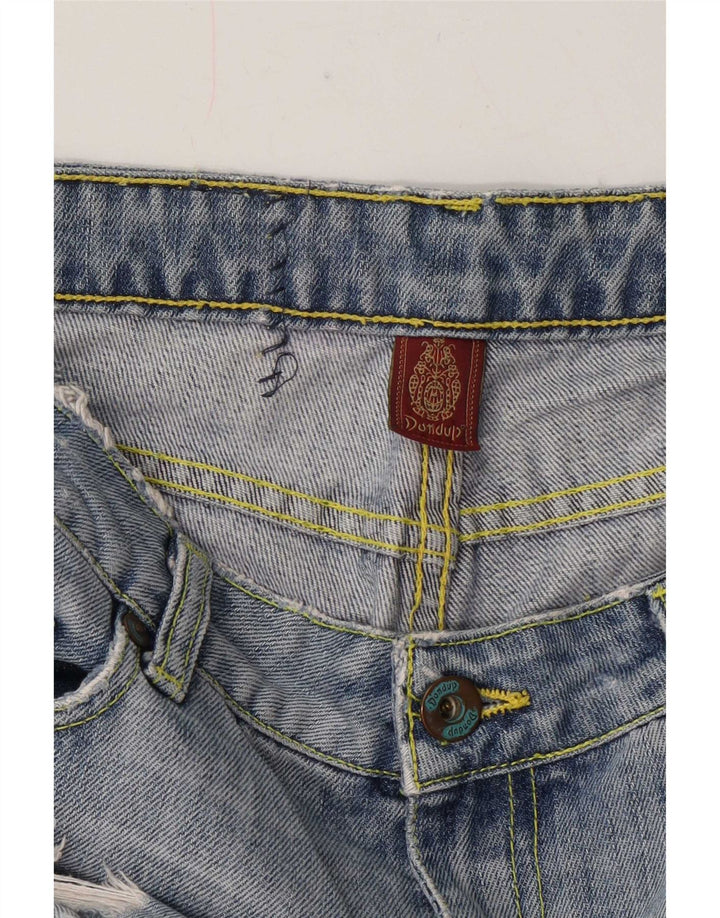 Dondup Mujer Cargo Vaqueros Cortos Desgastados W28 L24 Azul