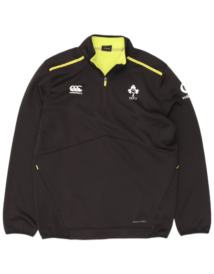 CANTERBURY Sudadera con cuello con cremallera y gráfico IRFU para hombre XL Poliéster negro