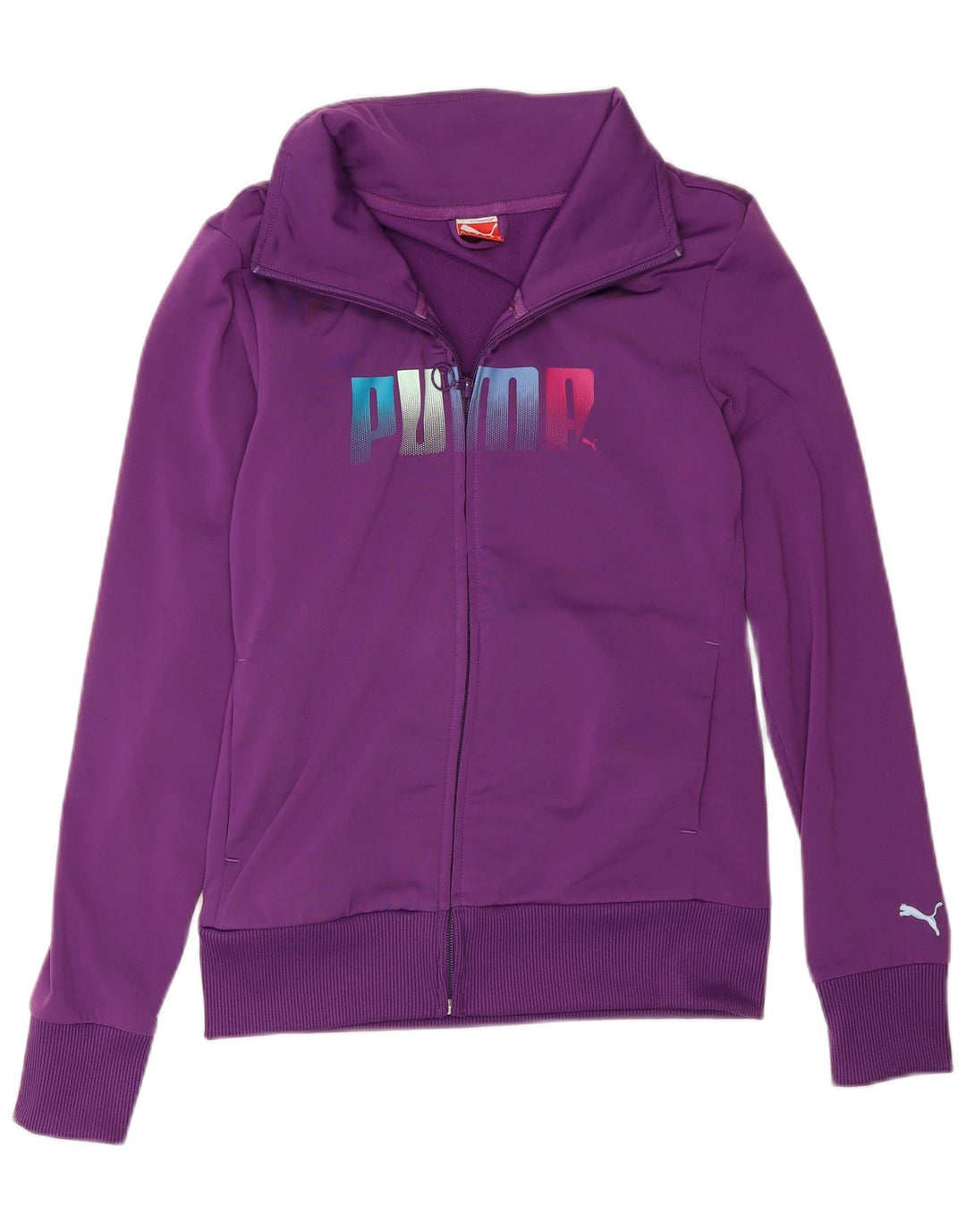 Puma Mujer Gráfico Chándal Top Chaqueta Reino Unido 10 Pequeño Púrpura Poliéster