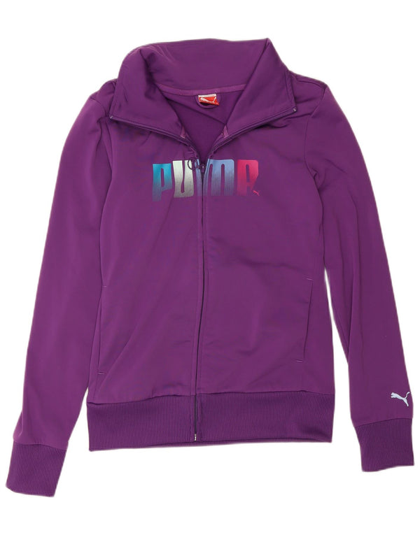 Puma Mujer Gráfico Chándal Top Chaqueta Reino Unido 10 Pequeño Púrpura Poliéster