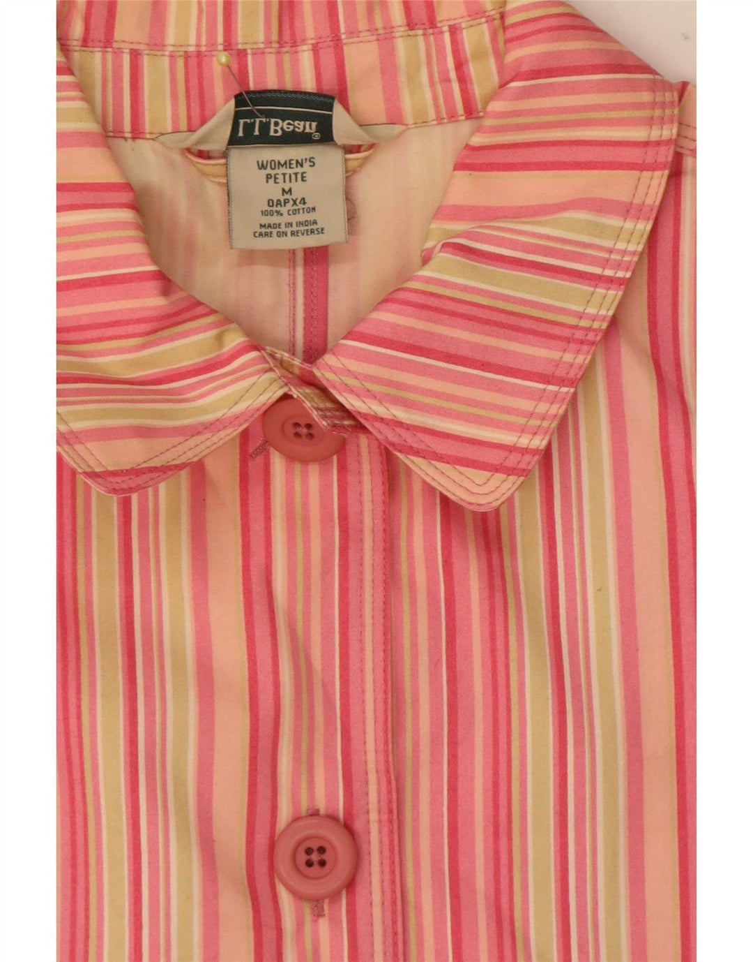 L.L.Bean Chaqueta tipo blazer para mujer pequeña con 5 botones, talla 44, talla mediana, color rosa a rayas