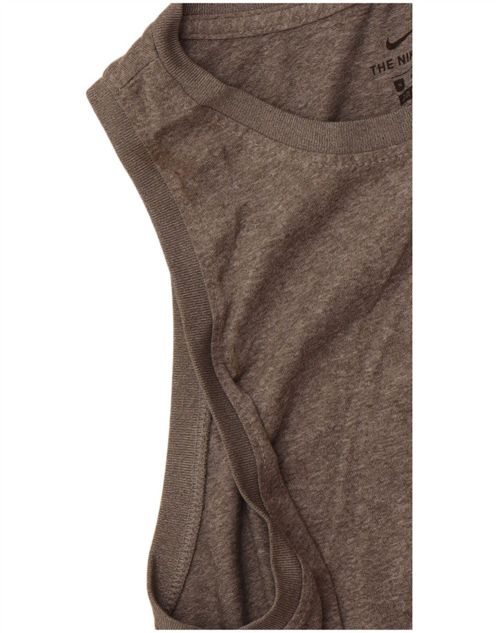 NIKE Camiseta sin mangas Dri Fit para mujer UK 12 Poliéster moteado gris medio