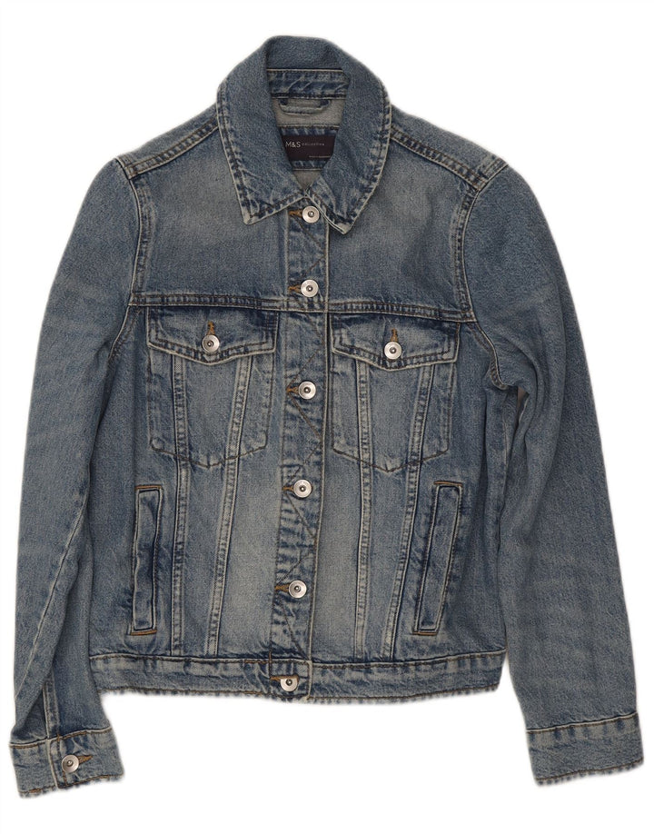Marks & Spencer Chaqueta Vaquera para Mujer UK 10 Small Azul Algodón