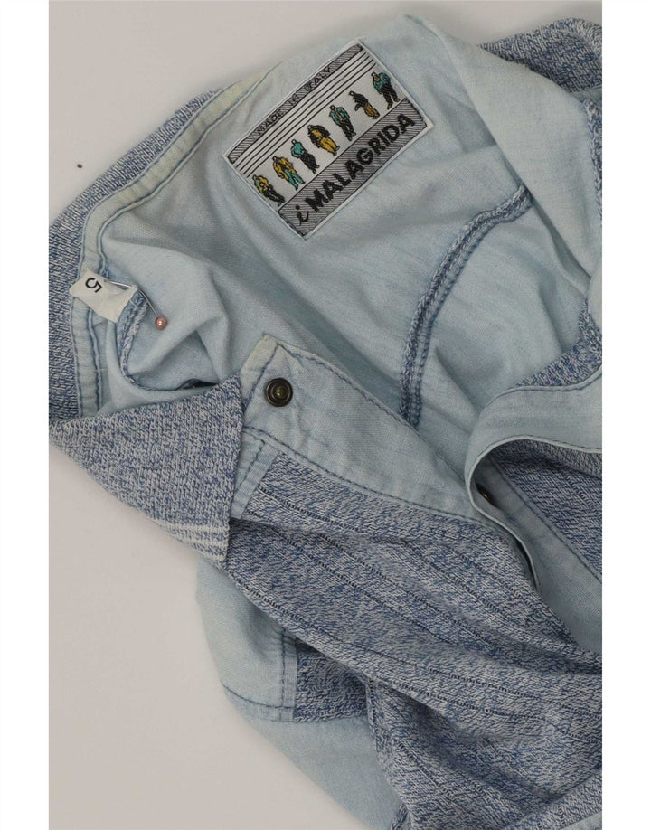 Malagrida Camisa tipo jersey de manga corta para hombre con bloques de color azul medio