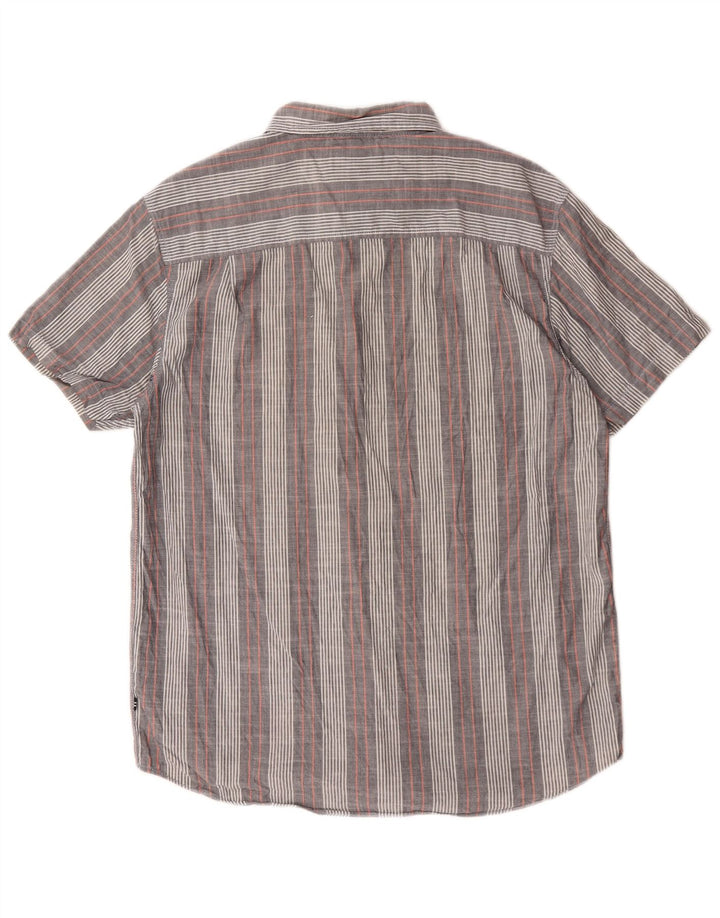 Nautica Camisa Manga Corta Hombre Algodón Rayas Gris Medio