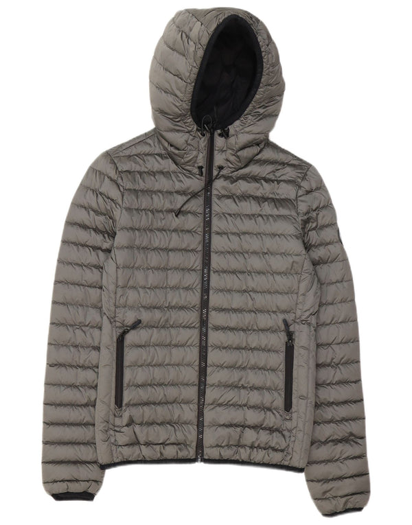 Superdry Chaqueta Acolchada Con Capucha Para Mujer UK 8 Small Gris Poliéster