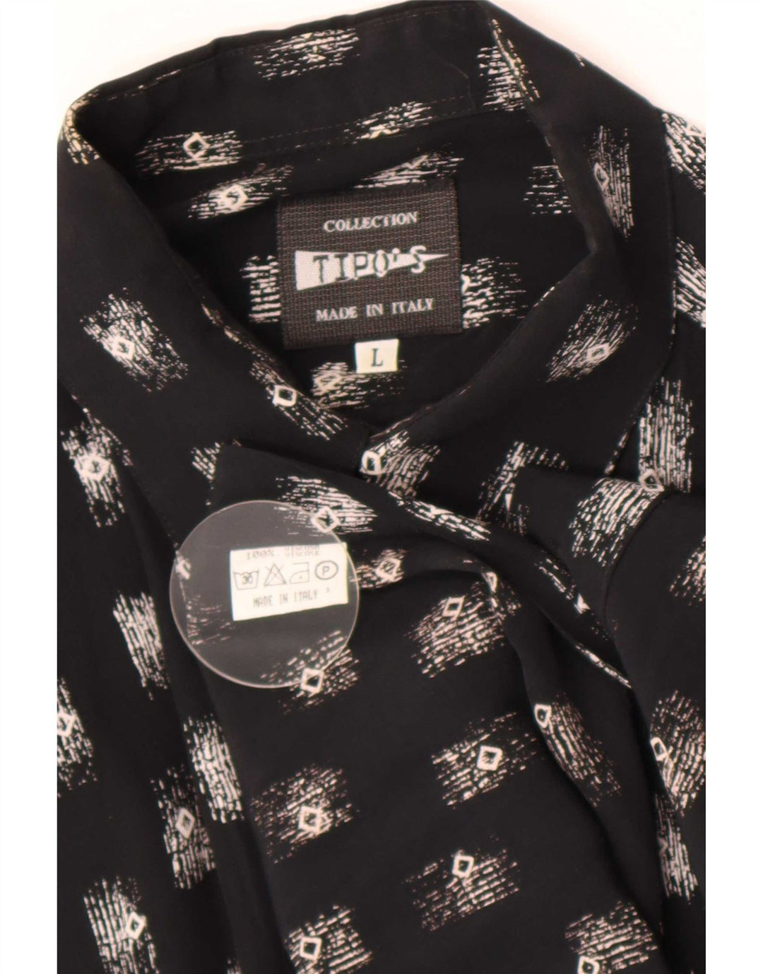 Tipo' S Camisa de manga corta con estampado abstracto para hombre, talla grande, viscosa negra