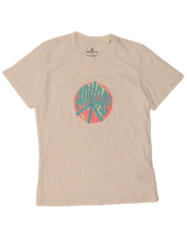 Adidas Camiseta gráfica para mujer Top UK 10 Small White Cotton