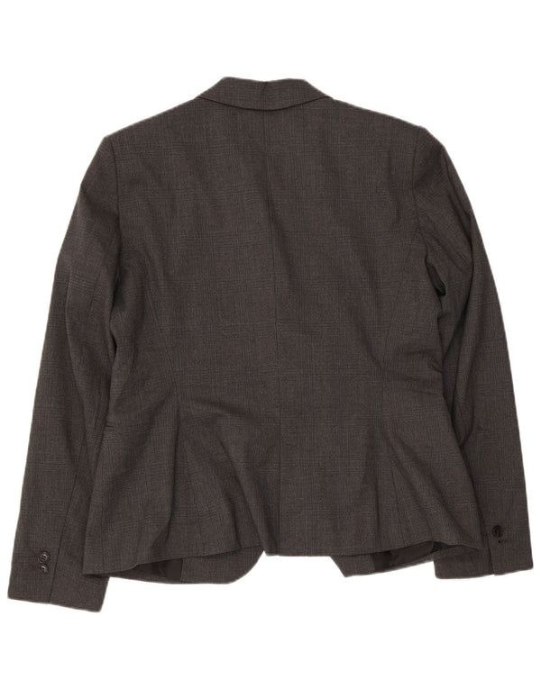 Zara Mujer Chaqueta Blazer De 1 Botón EU 42 Poliéster A Cuadros Gris Grande