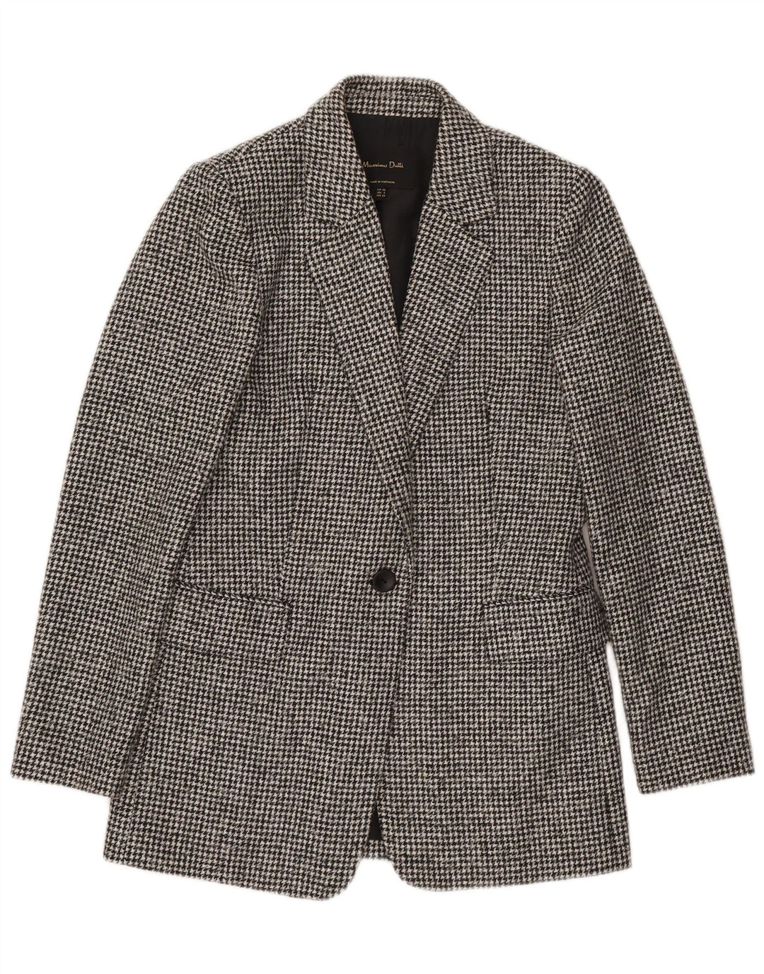 Massimo Dutti Chaqueta Blazer De 1 Botón Mujer EU 34 2XS Lana Pata De Gallo Gris