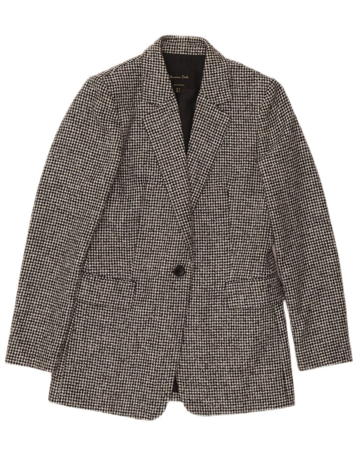 Massimo Dutti Chaqueta Blazer De 1 Botón Mujer EU 34 2XS Lana Pata De Gallo Gris