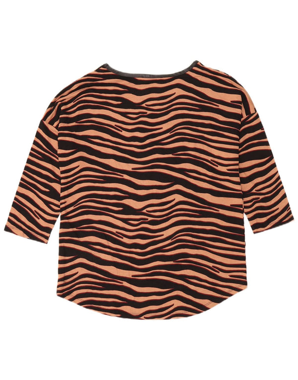 Oasis Top extragrande para mujer con manga 3/4 UK 40 Small Marrón Estampado animal