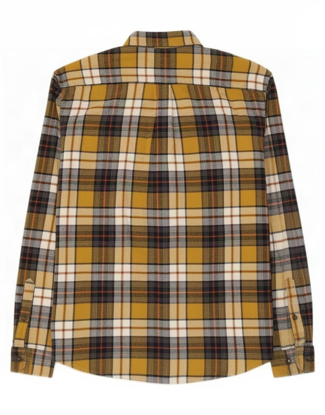 Marks & Spencer Camisa de franela de corte regular para hombre de algodón a cuadros amarillo medio