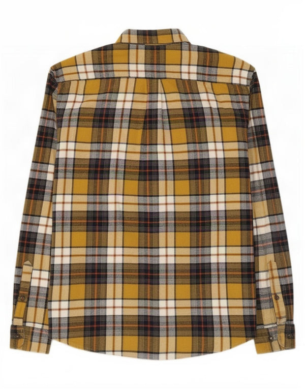 Marks & Spencer Camisa de franela de corte regular para hombre de algodón a cuadros amarillo medio
