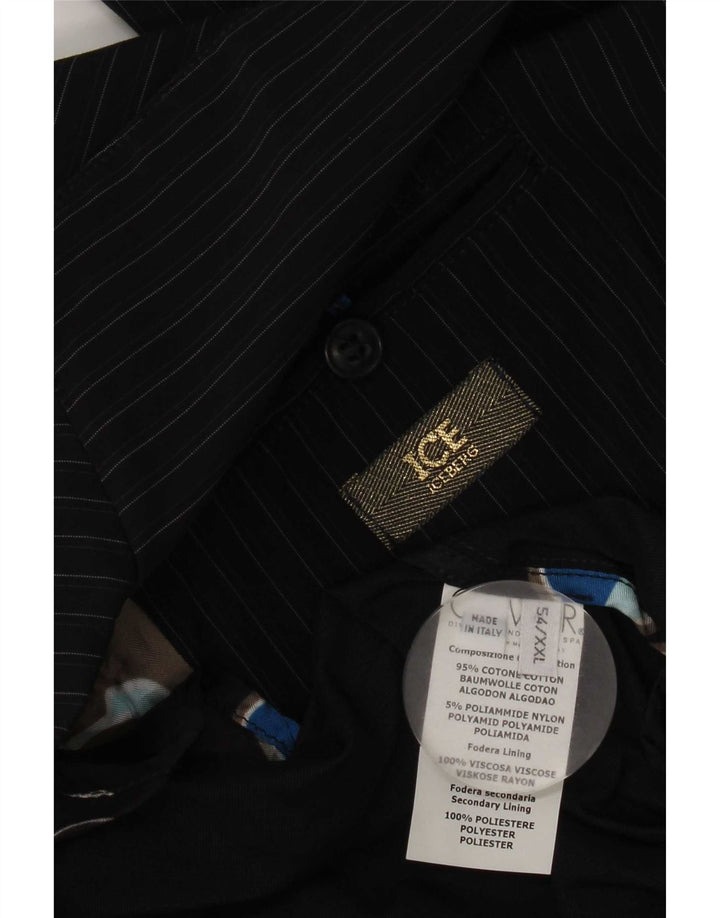 Blazer de Hombre Iceberg de 2 Botones IT 54 2XL Azul Marino a Rayas de Algodón