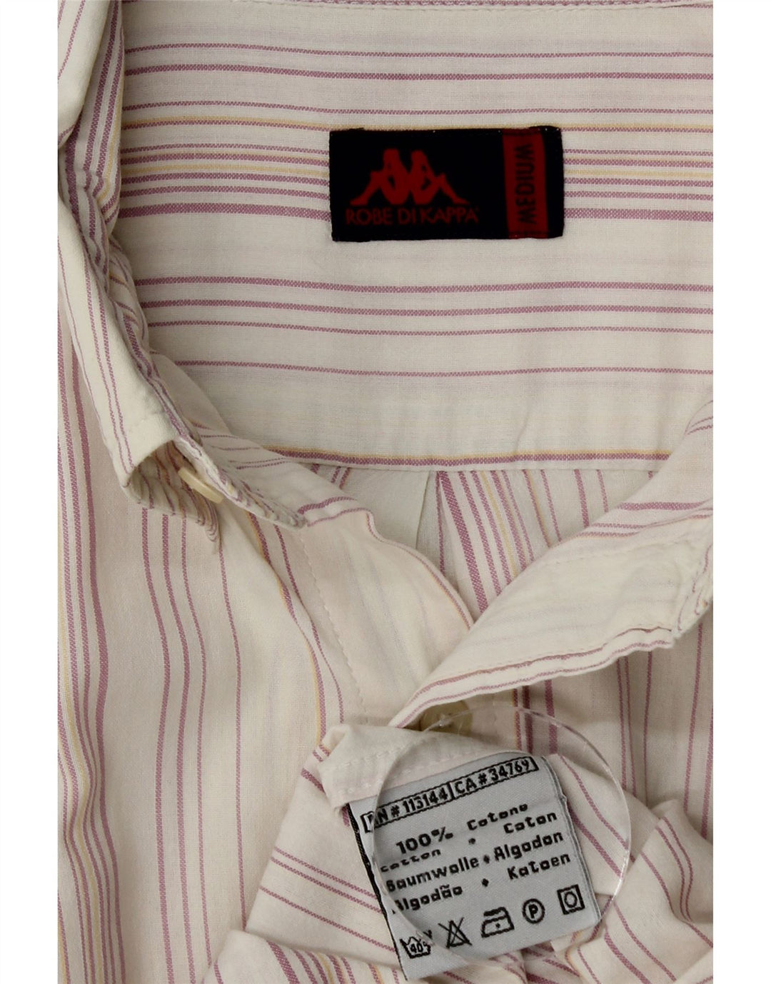 KAPPA Camisa de manga corta para hombre de algodón a rayas blancas medianas