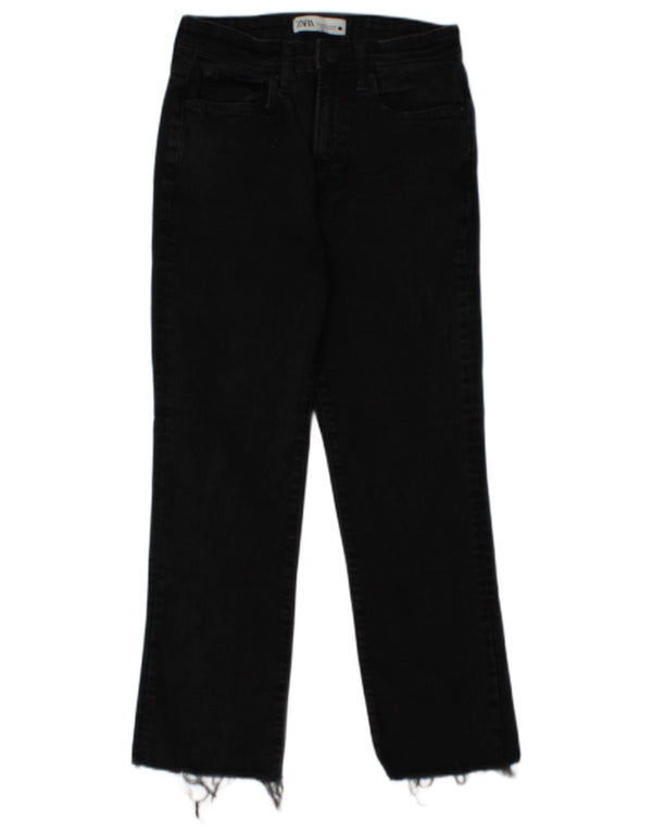 Zara Vaqueros cortos de cintura alta para mujer EU 38 Small W28 L25 Algodón negro