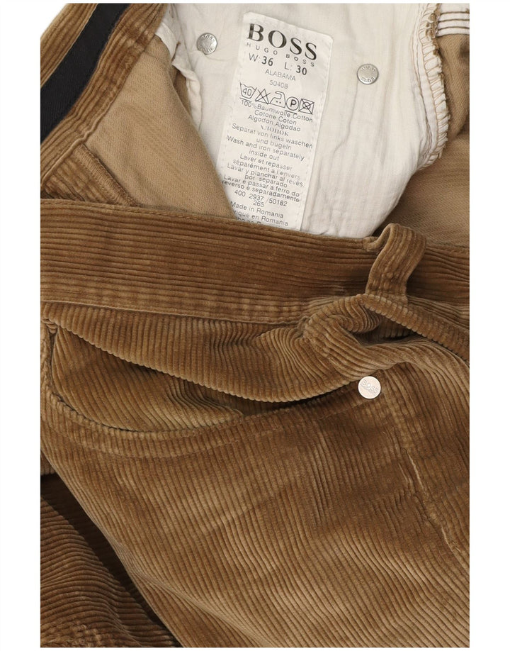 HUGO BOSS Pantalones rectos de pana Alabama para hombre W36 L30 Algodón marrón