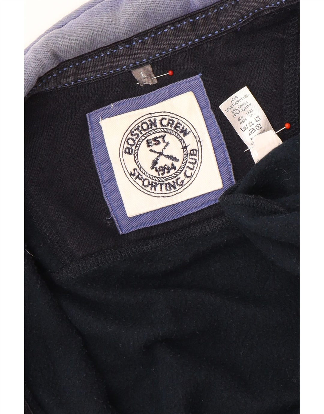 Boston Crew - Chaqueta de chándal para hombre, talla grande, algodón azul marino